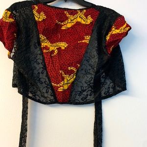 African lace and fabric jacket